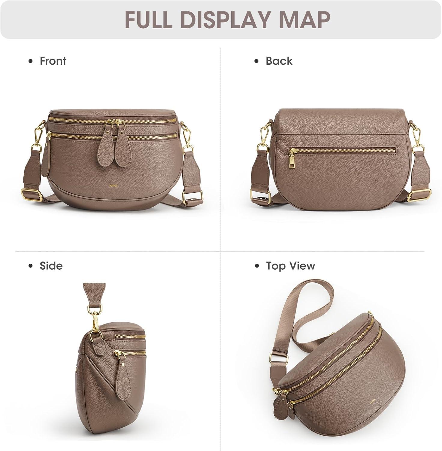 imageKattee Crossbody Bag Bum Bags for Women Leather Fanny Packs Belt Bag Spacious Sling Purses for Women with RFID Blocking BlackKhaki