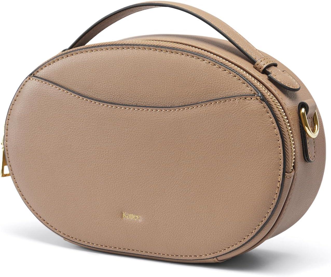 imageKattee Crossbody Leather Bags for Women Small Genuine Leather Cross Body Shoulder Bag for Woman Trendy Purse with Top HandleKhaki