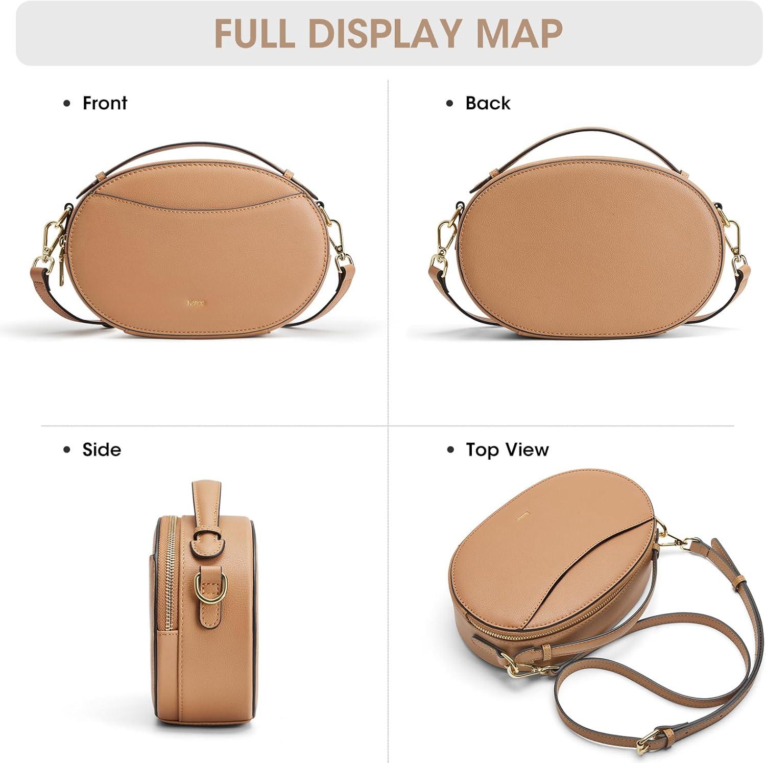 imageKattee Crossbody Leather Bags for Women Small Genuine Leather Cross Body Shoulder Bag for Woman Trendy Purse with Top HandleLight Tan
