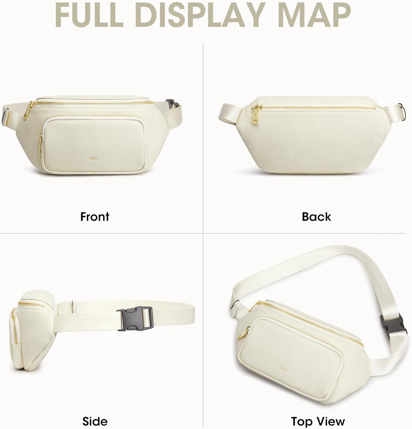 imageKattee Fanny Packs for Women Leather Crossbody Bags for Women Trendy Small Belt BagFashion Waist Packs with RFID Blocking BlackBeige