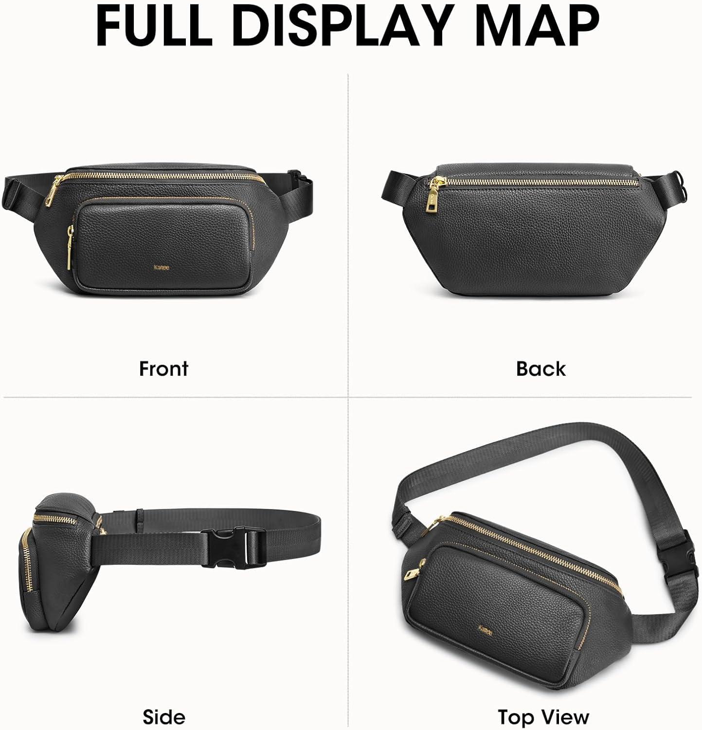 imageKattee Fanny Packs for Women Leather Crossbody Bags for Women Trendy Small Belt BagFashion Waist Packs with RFID Blocking BlackBlack