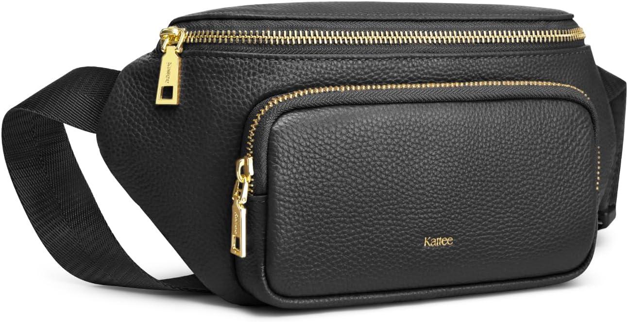 imageKattee Fanny Packs for Women Leather Crossbody Bags for Women Trendy Small Belt BagFashion Waist Packs with RFID Blocking BlackBlack