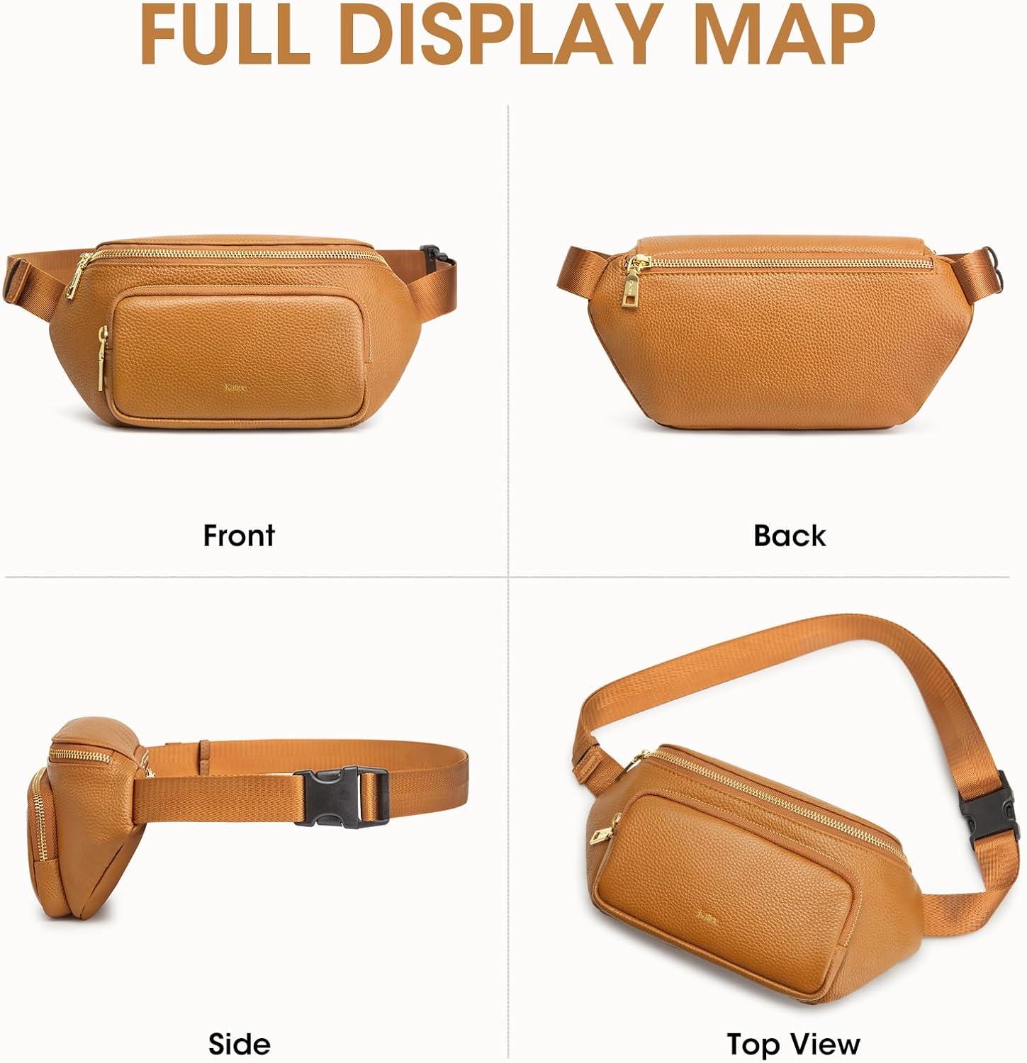 imageKattee Fanny Packs for Women Leather Crossbody Bags for Women Trendy Small Belt BagFashion Waist Packs with RFID Blocking BlackBrown