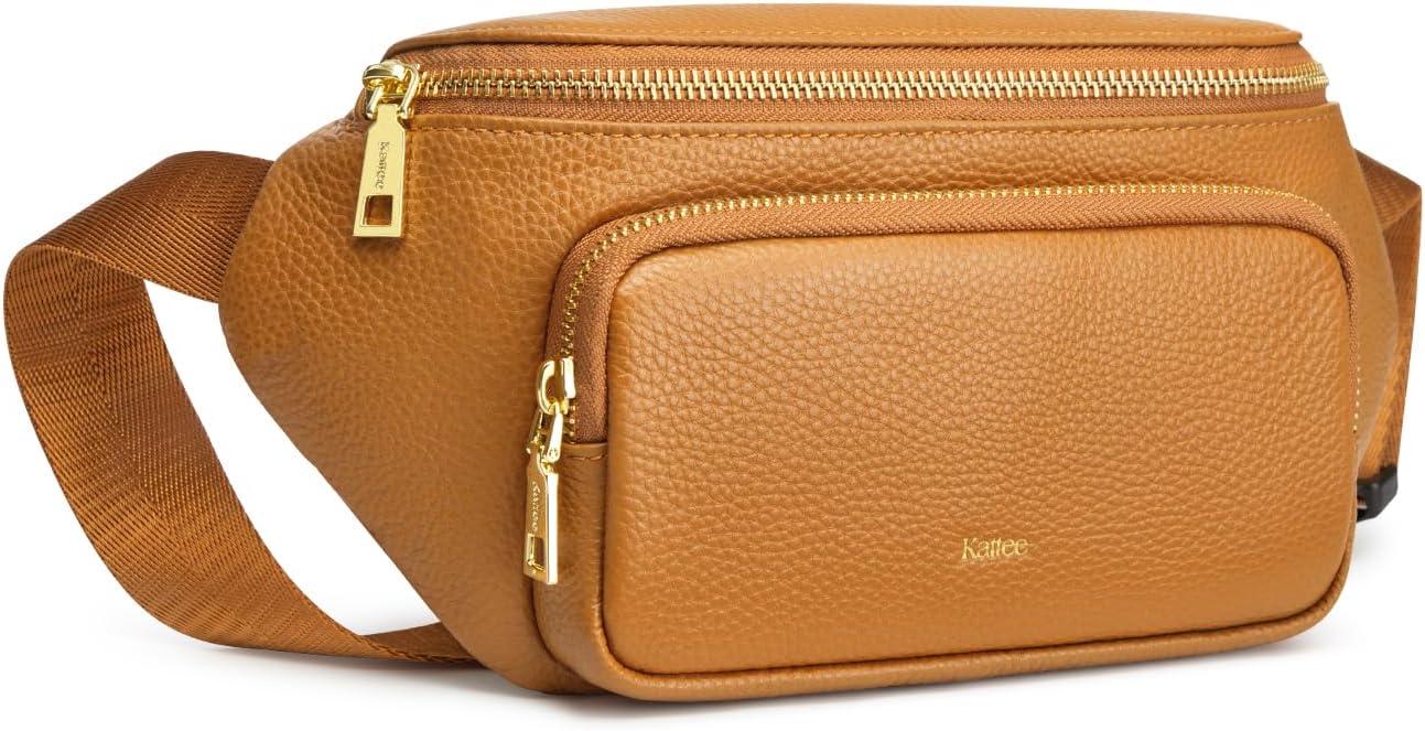 imageKattee Fanny Packs for Women Leather Crossbody Bags for Women Trendy Small Belt BagFashion Waist Packs with RFID Blocking BlackBrown