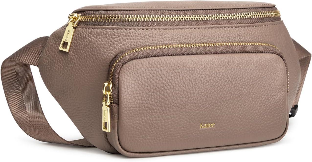 imageKattee Fanny Packs for Women Leather Crossbody Bags for Women Trendy Small Belt BagFashion Waist Packs with RFID Blocking BlackKhaki