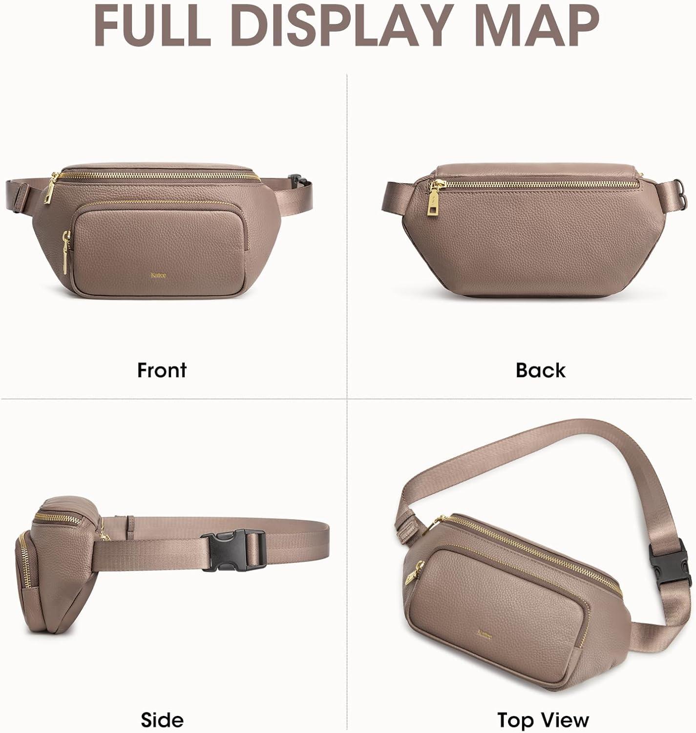 imageKattee Fanny Packs for Women Leather Crossbody Bags for Women Trendy Small Belt BagFashion Waist Packs with RFID Blocking BlackKhaki