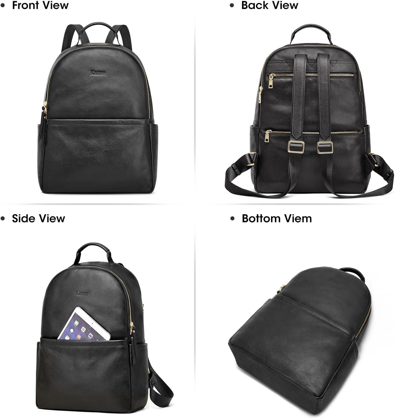 imageKattee Genuine Leather Backpack Purse for Women Antitheft Rucksack Soft Work Casual Daypack FashionBlack