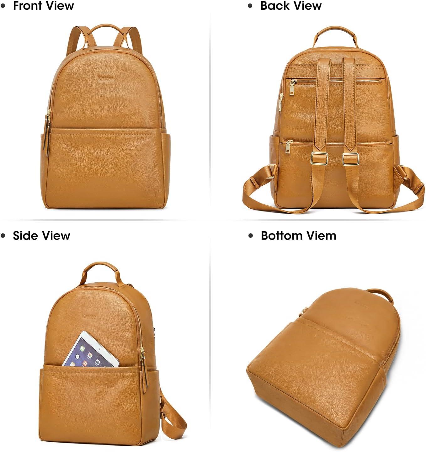 imageKattee Genuine Leather Backpack Purse for Women Antitheft Rucksack Soft Work Casual Daypack FashionBrown