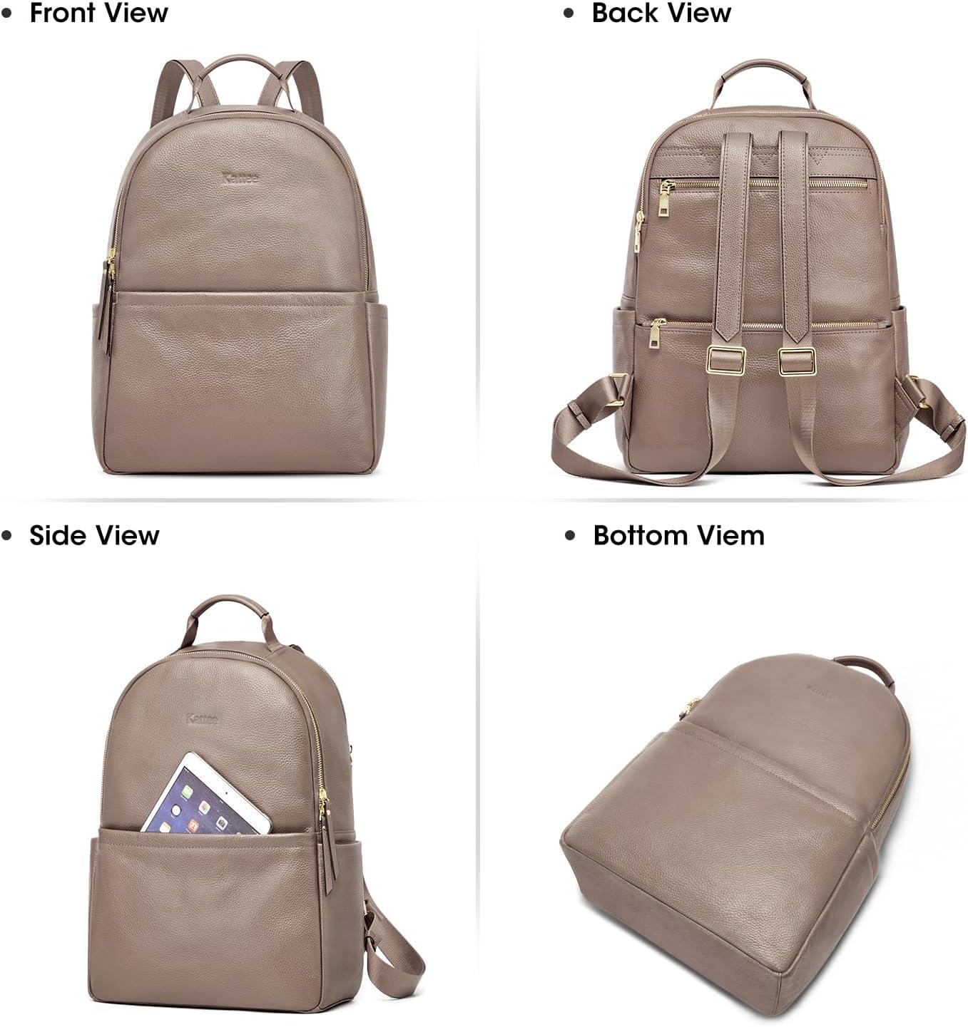 imageKattee Genuine Leather Backpack Purse for Women Antitheft Rucksack Soft Work Casual Daypack FashionKhaki