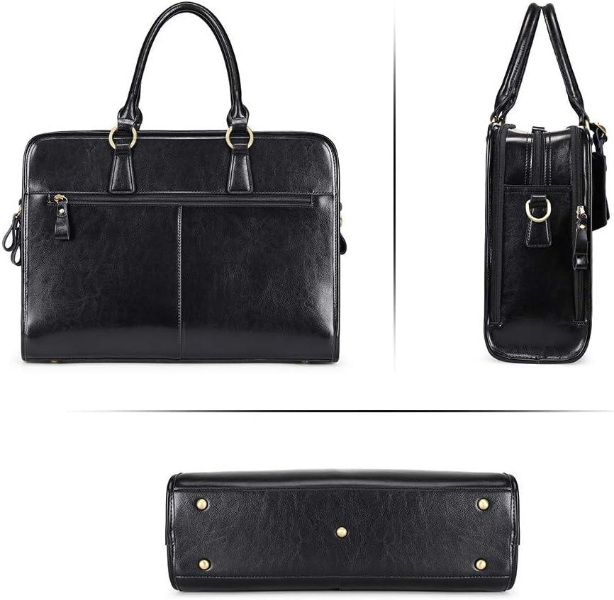 imageKattee Genuine Leather Briefcase for Women Large Capacity Laptop Bag with Luggage TagBlack