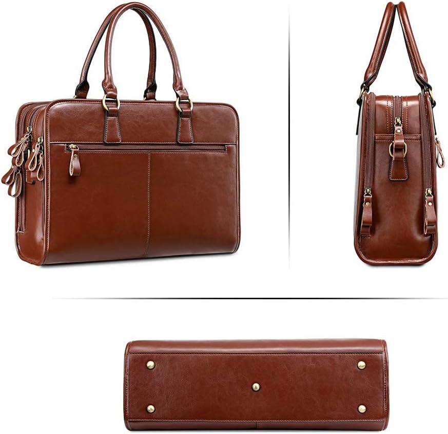 imageKattee Genuine Leather Briefcase for Women Large Capacity Laptop Bag with Luggage TagCoffee