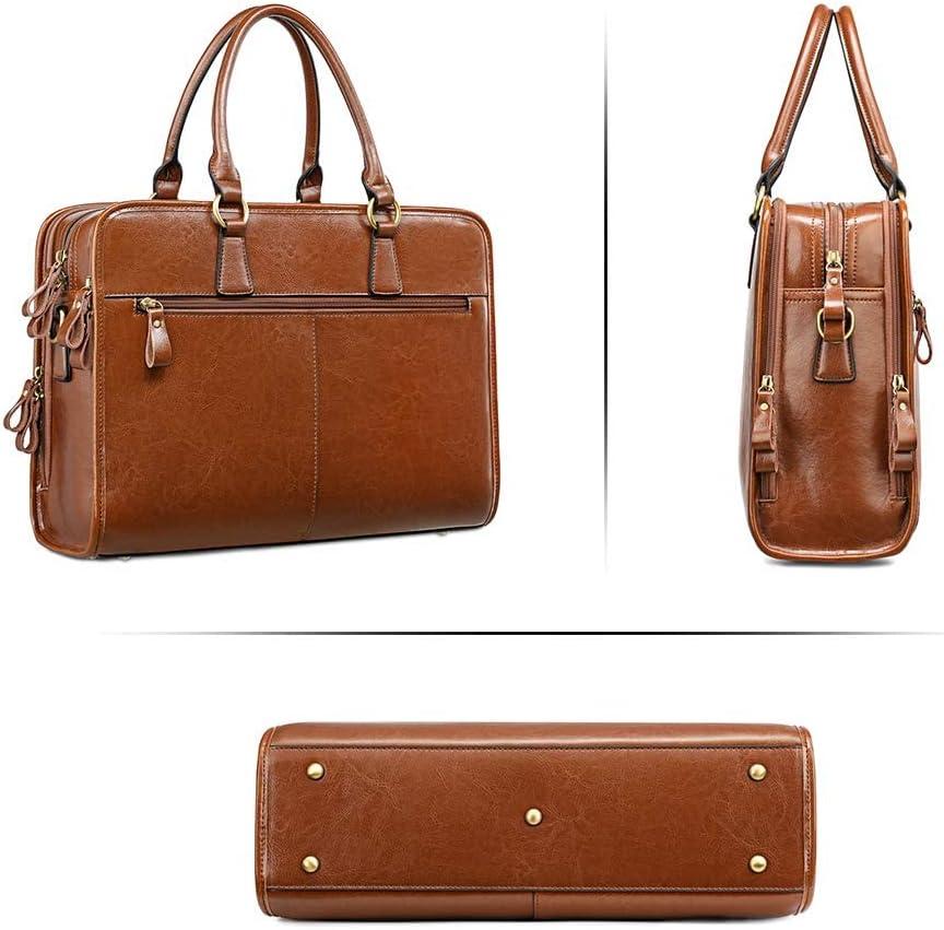 imageKattee Genuine Leather Briefcase for Women Large Capacity Laptop Bag with Luggage TagDark Brown