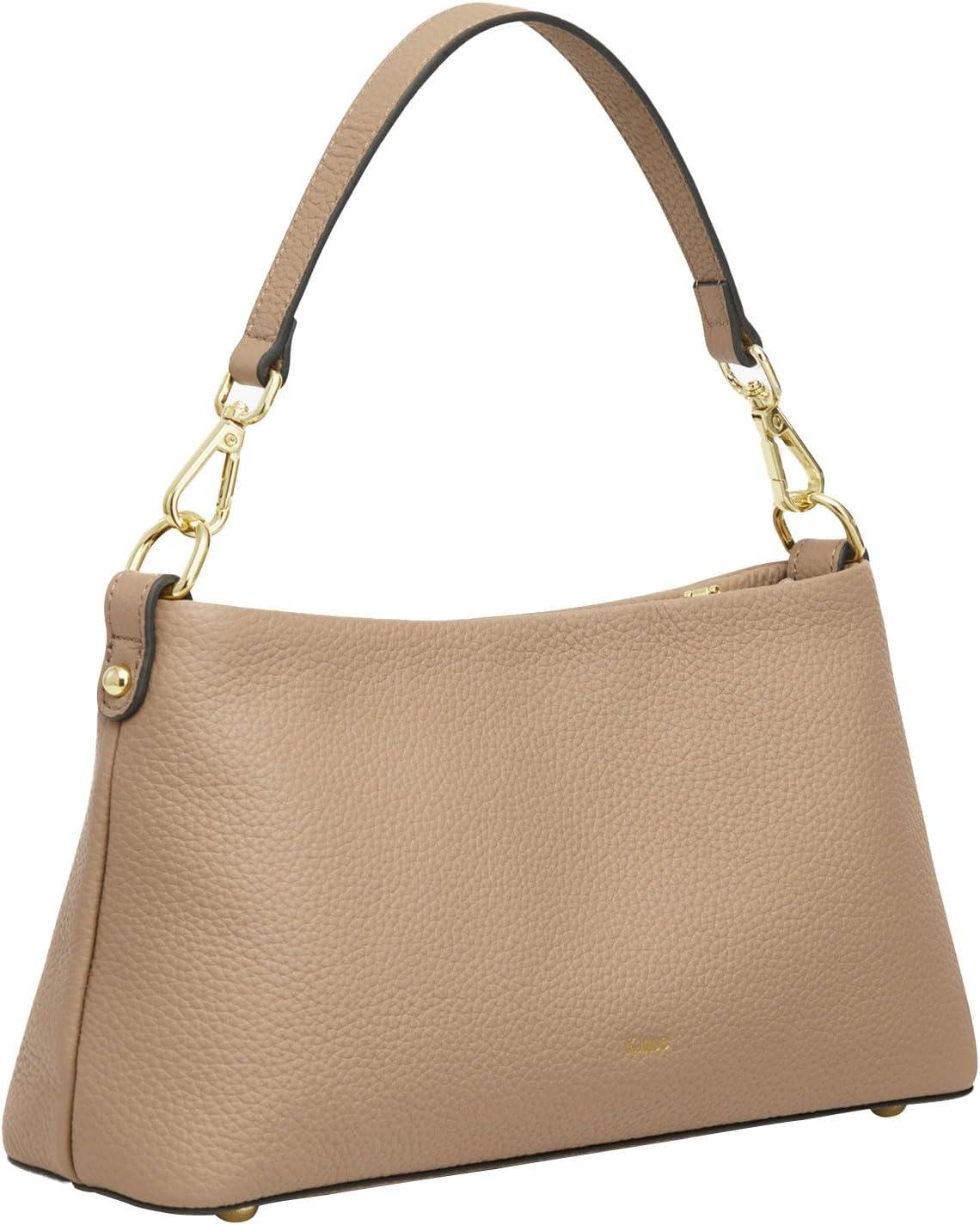 imageKattee Genuine Leather Crossbody Bags for Women 2025 Trendy Leather Tote Purses Shoulder Handbags with 2 Removable StrapsApricot