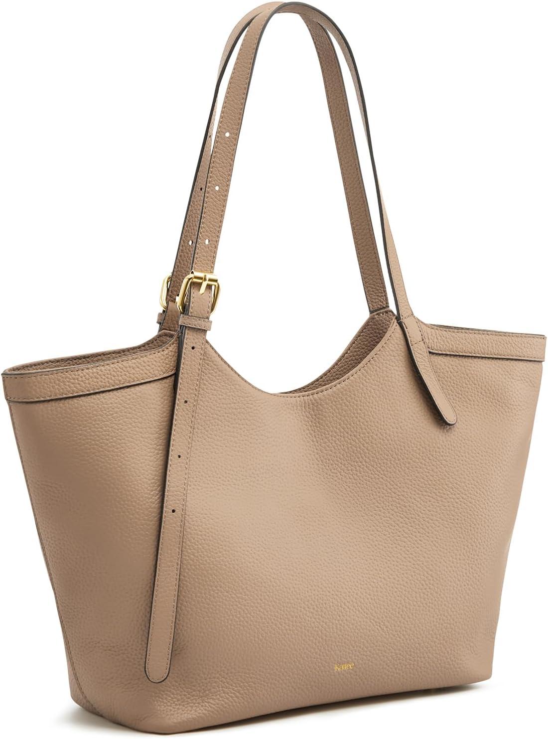 imageKattee Genuine Leather Purses and Handbags for Women Trendy Top Grain Leather Hobo Tote Shoulder Bag with Adjustable StrapApricot