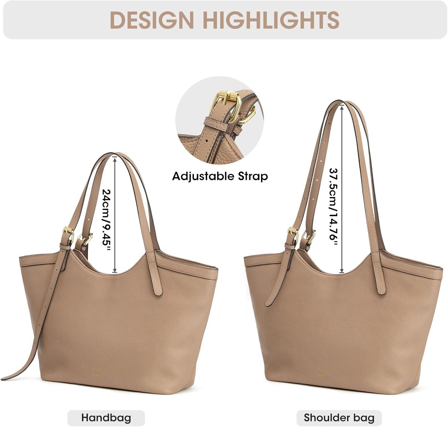 imageKattee Genuine Leather Purses and Handbags for Women Trendy Top Grain Leather Hobo Tote Shoulder Bag with Adjustable StrapApricot