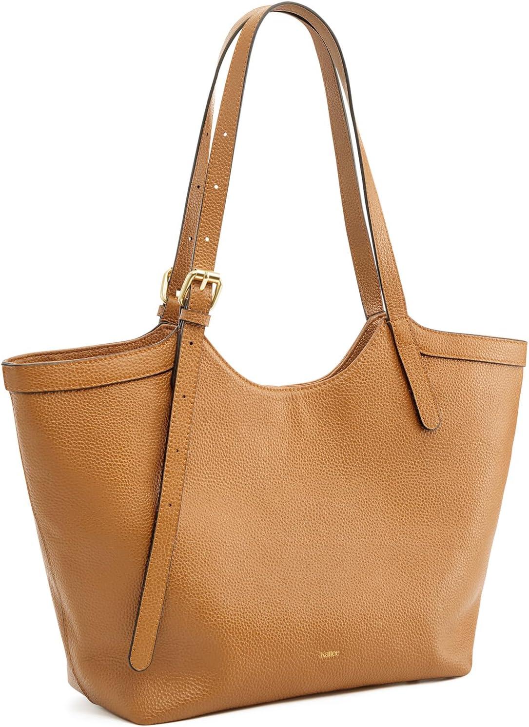 imageKattee Genuine Leather Purses and Handbags for Women Trendy Top Grain Leather Hobo Tote Shoulder Bag with Adjustable StrapBrown