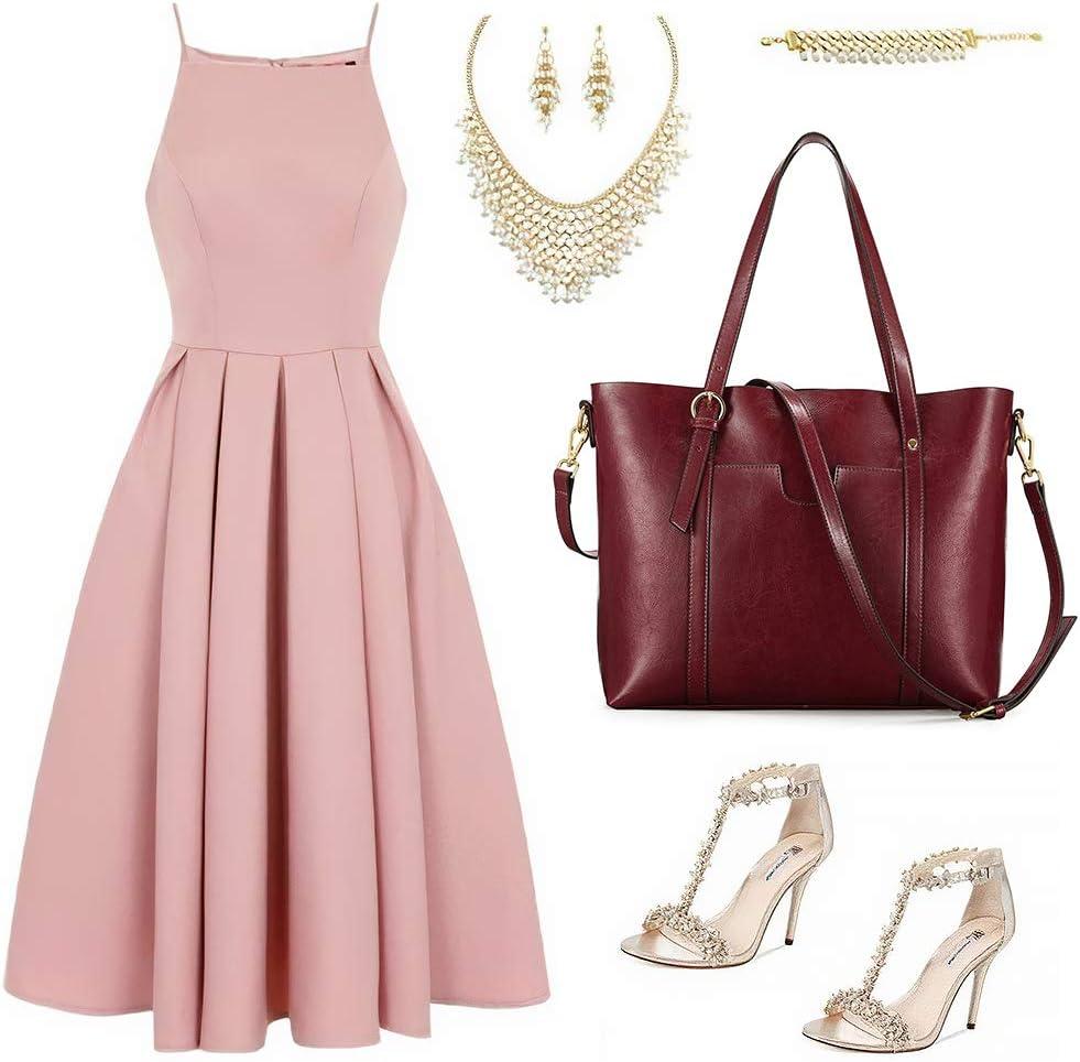 imageKattee Genuine Leather Women Tote Bag Soft Handbags Vintage Shoulder Purses Fashion Top Handle Bag Large CapacityRed