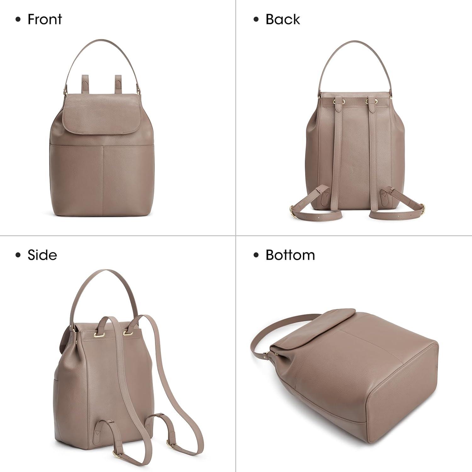 imageKattee Leather Backpack Purse for Women Travel Fashion Designer Ladies Laptop Backpack KhakiKhaki