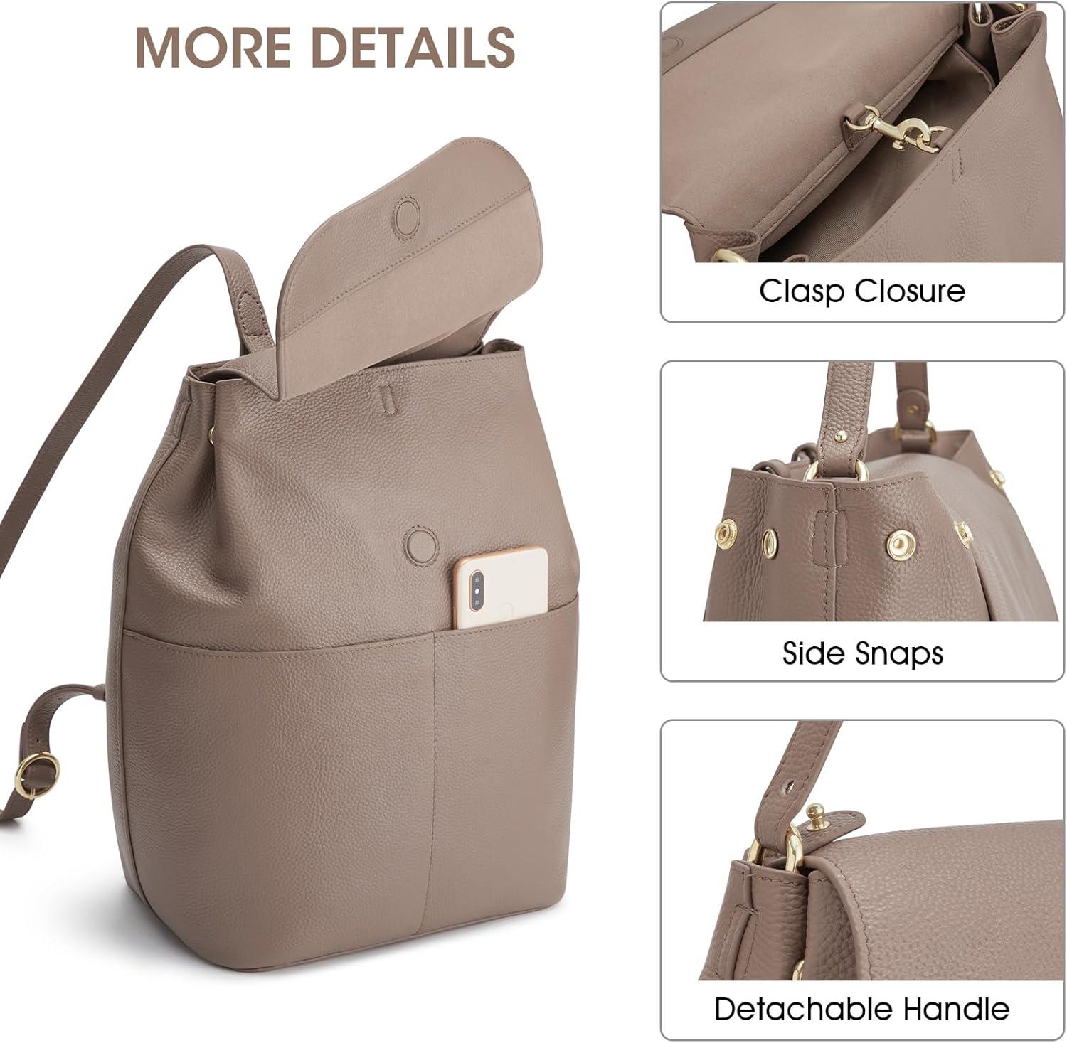 imageKattee Leather Backpack Purse for Women Travel Fashion Designer Ladies Laptop Backpack KhakiKhaki