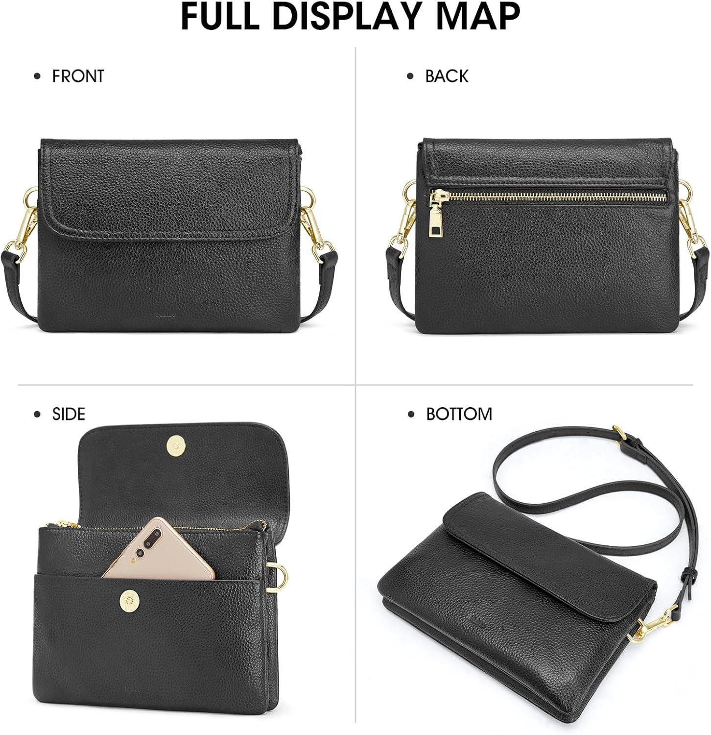 imageKattee Leather Crossbody Bag for Women Small Cross Body Shoulder Bags Purse for Women Trendy Designer HandbagBlack