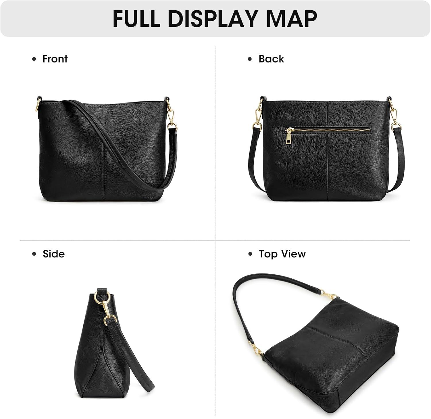 imageKattee Leather Crossbody Bags for Women Crossbody Purses for Women Womens Handbags Hobo Bag with Adjustable StrapBlack