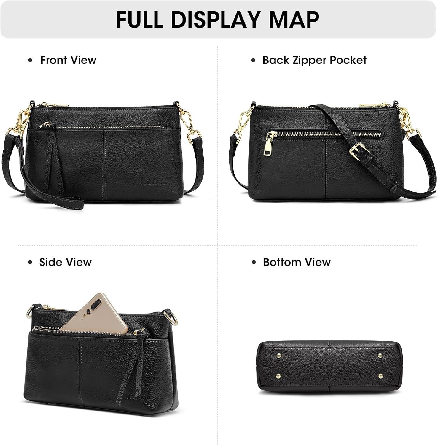 imageKattee Leather Crossbody Bags for Women Small Wristlet Purses for WomenBlack
