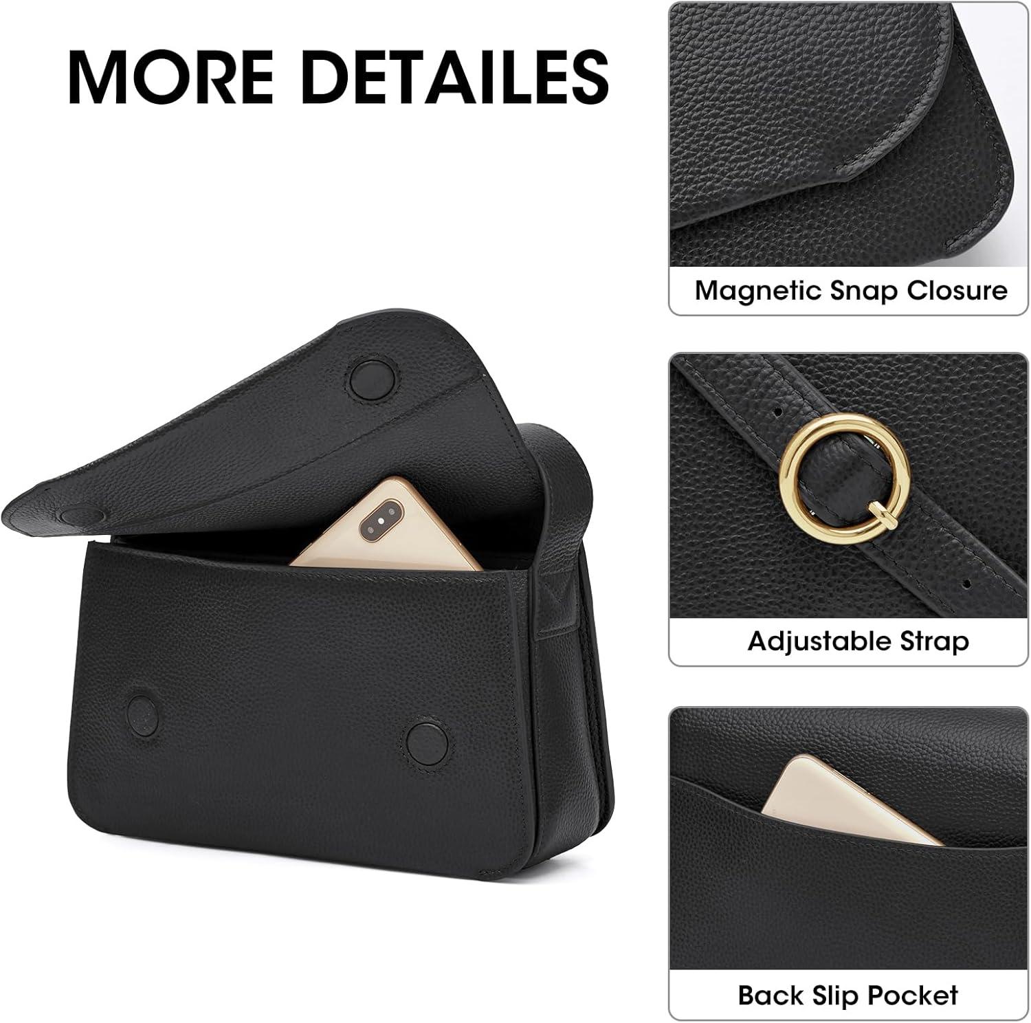imageKattee Leather Crossbody Bags for Women Trendy Designer Ladies Shoulder PursesBlack