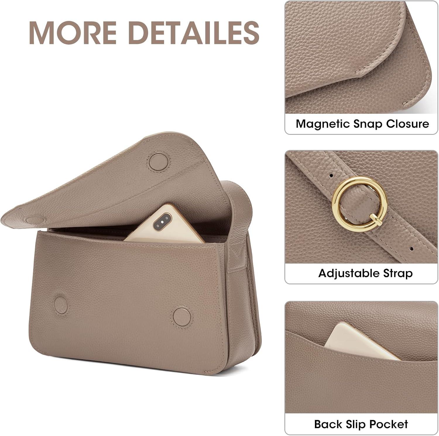 imageKattee Leather Crossbody Bags for Women Trendy Designer Ladies Shoulder PursesKhaki