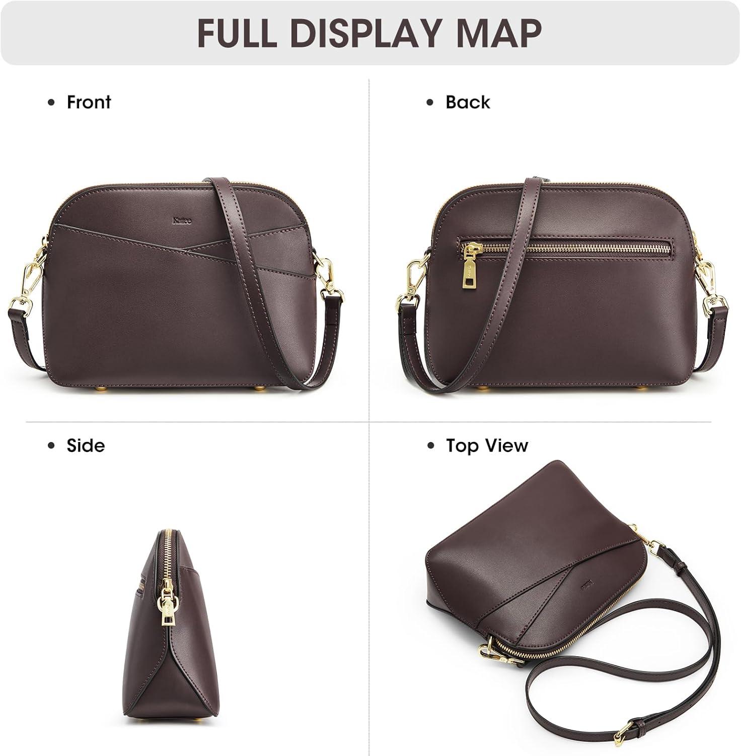 imageKattee Leather Crossbody Bags for Women Trendy Small Purses Handbags Shoulder Bag Genuine Leather Cross Body Bag for WomanNappa Leather Coffee