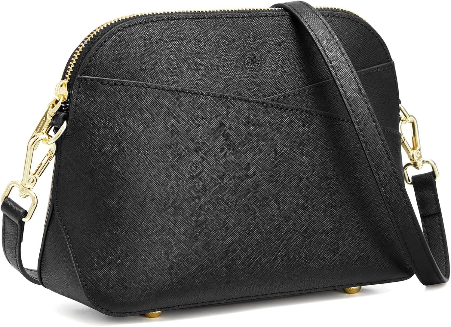 imageKattee Leather Crossbody Bags for Women Trendy Small Purses Handbags Shoulder Bag Genuine Leather Cross Body Bag for WomanSaffiano Leather Black