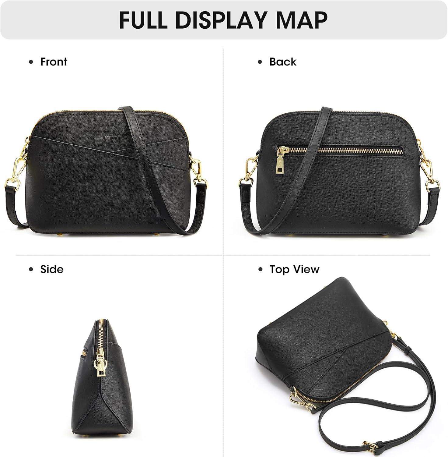 imageKattee Leather Crossbody Bags for Women Trendy Small Purses Handbags Shoulder Bag Genuine Leather Cross Body Bag for WomanSaffiano Leather Black