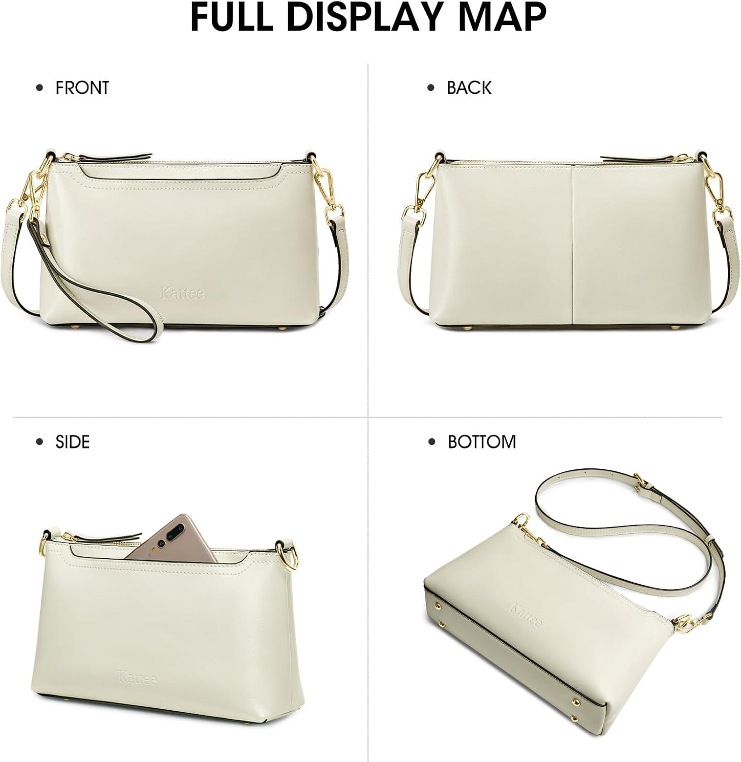 imageKattee Leather Crossbody Bags for Women Trendy Small Shoulder Purses and Handbags Clutch Wristlet Wallet with 2 StrapsBeige