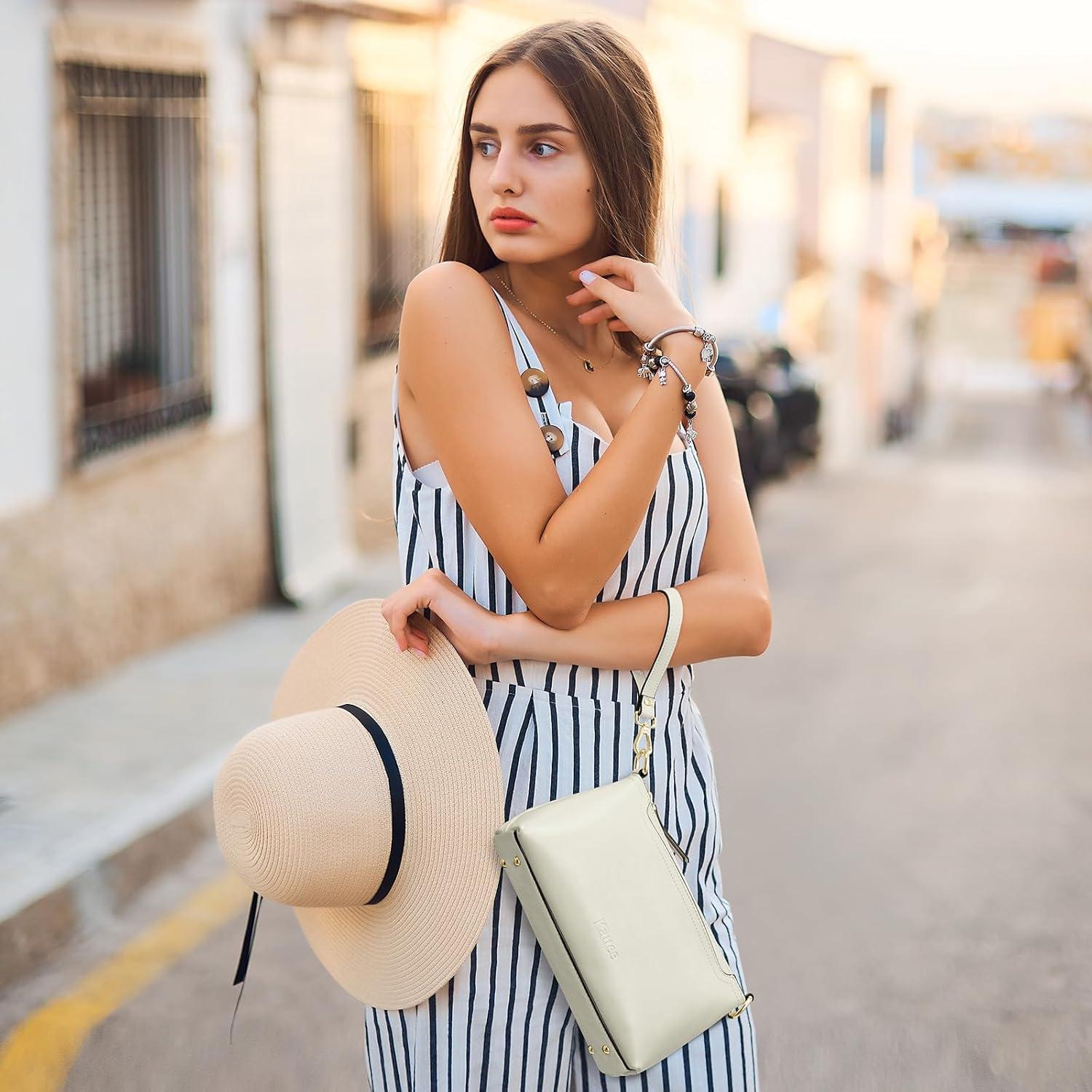 imageKattee Leather Crossbody Bags for Women Trendy Small Shoulder Purses and Handbags Clutch Wristlet Wallet with 2 StrapsBeige