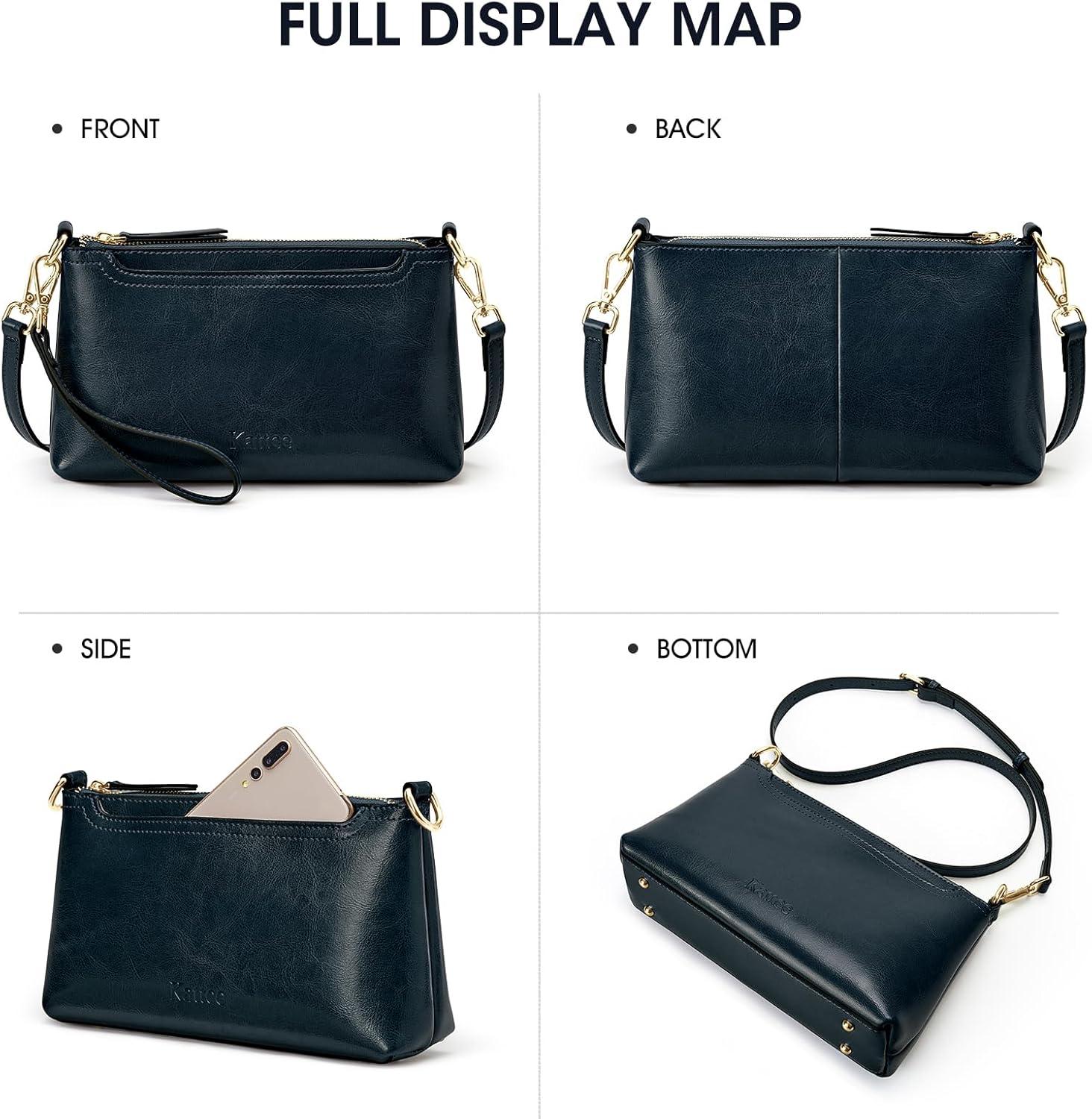 imageKattee Leather Crossbody Bags for Women Trendy Small Shoulder Purses and Handbags Clutch Wristlet Wallet with 2 StrapsDark Blue