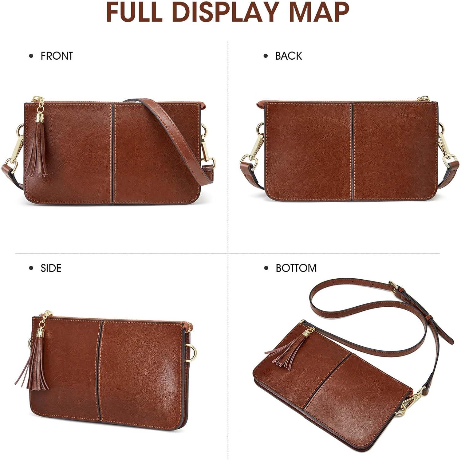 imageKattee Leather Crossbody Bags for Women Trendy Small Shoulder Purses and Handbags with Adjustable StrapDark Brown