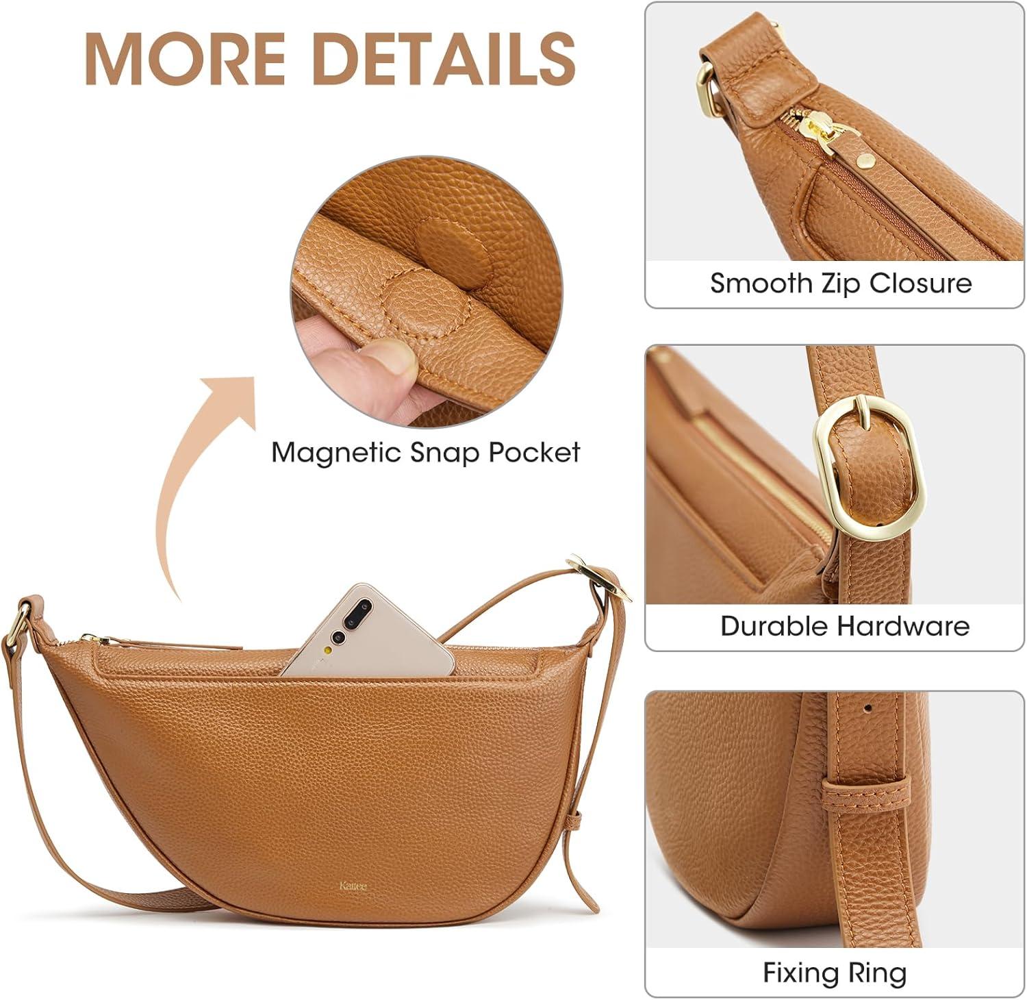 imageKattee Leather Crossbody Purses for Women Small Sling Bag Womens Shoulder Handbags with Adjustable StrapBrown