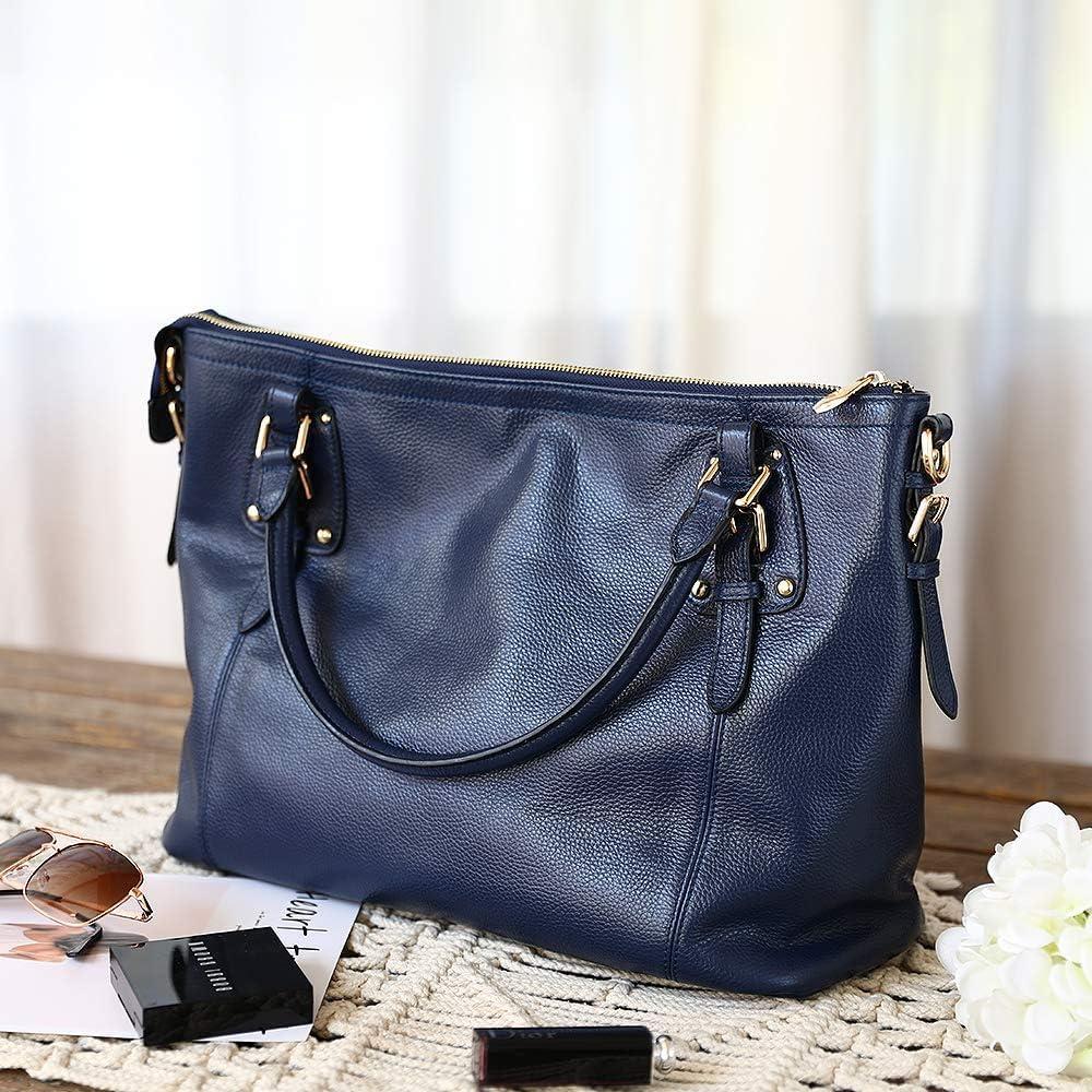 imageKattee Leather Handbags Tote Shoulder Bag for Woman Satchel Designer Purse Top Handles Crossbody Bag Large CapacityDark Blue