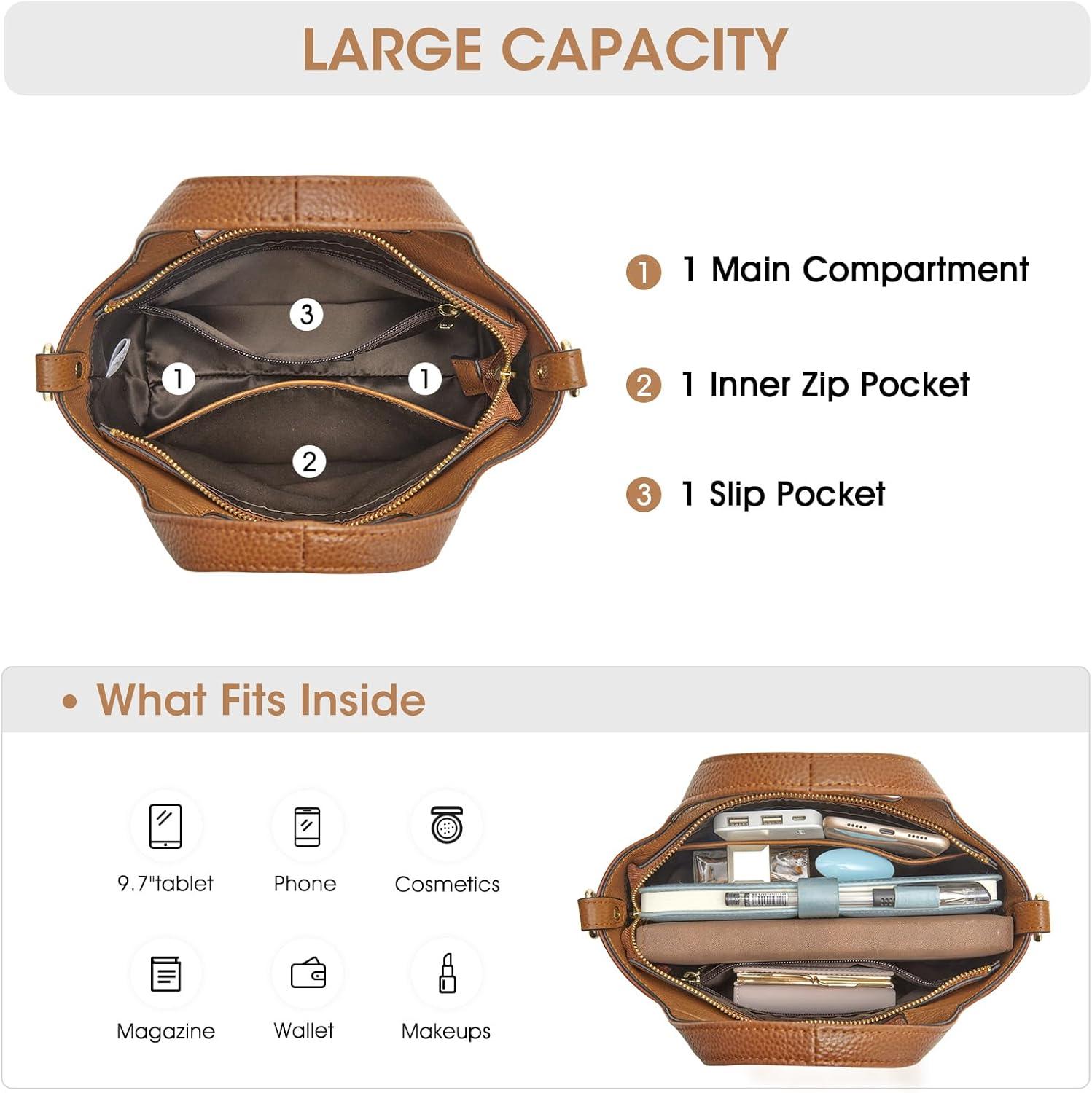 imageKattee Leather Handbags and Purses for Women Small Crossbody Bags for Women Cross Body Purses with Top HandleSorrel