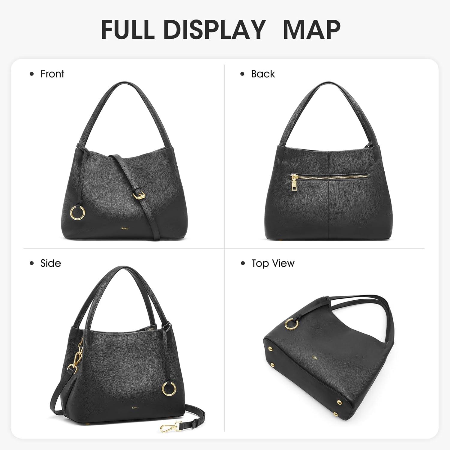 imageKattee Leather Purses for WomenSmall Crossbody Bags for Women TrendyTop Handle Handbags Satchel Bag with Adjustable StrapBlack