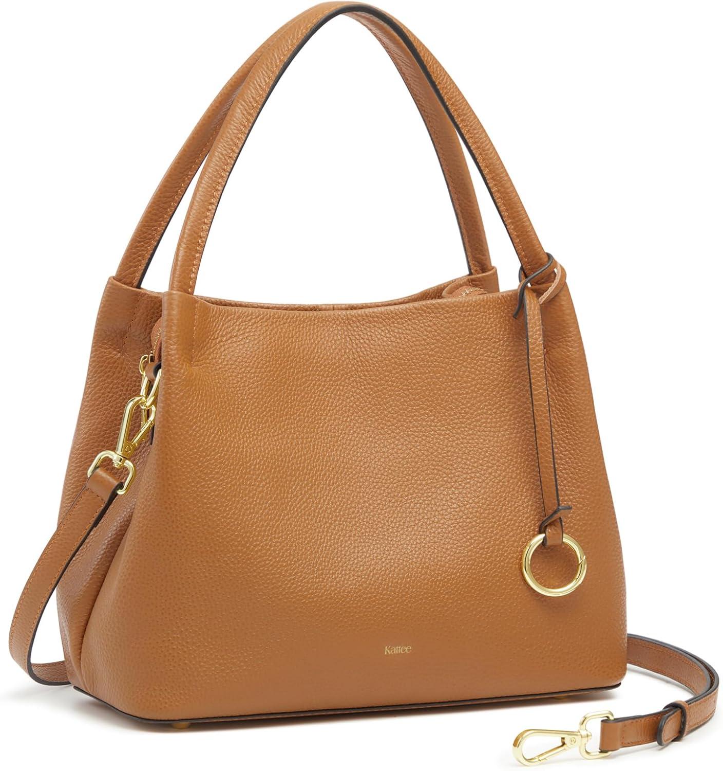 imageKattee Leather Purses for WomenSmall Crossbody Bags for Women TrendyTop Handle Handbags Satchel Bag with Adjustable StrapBrown