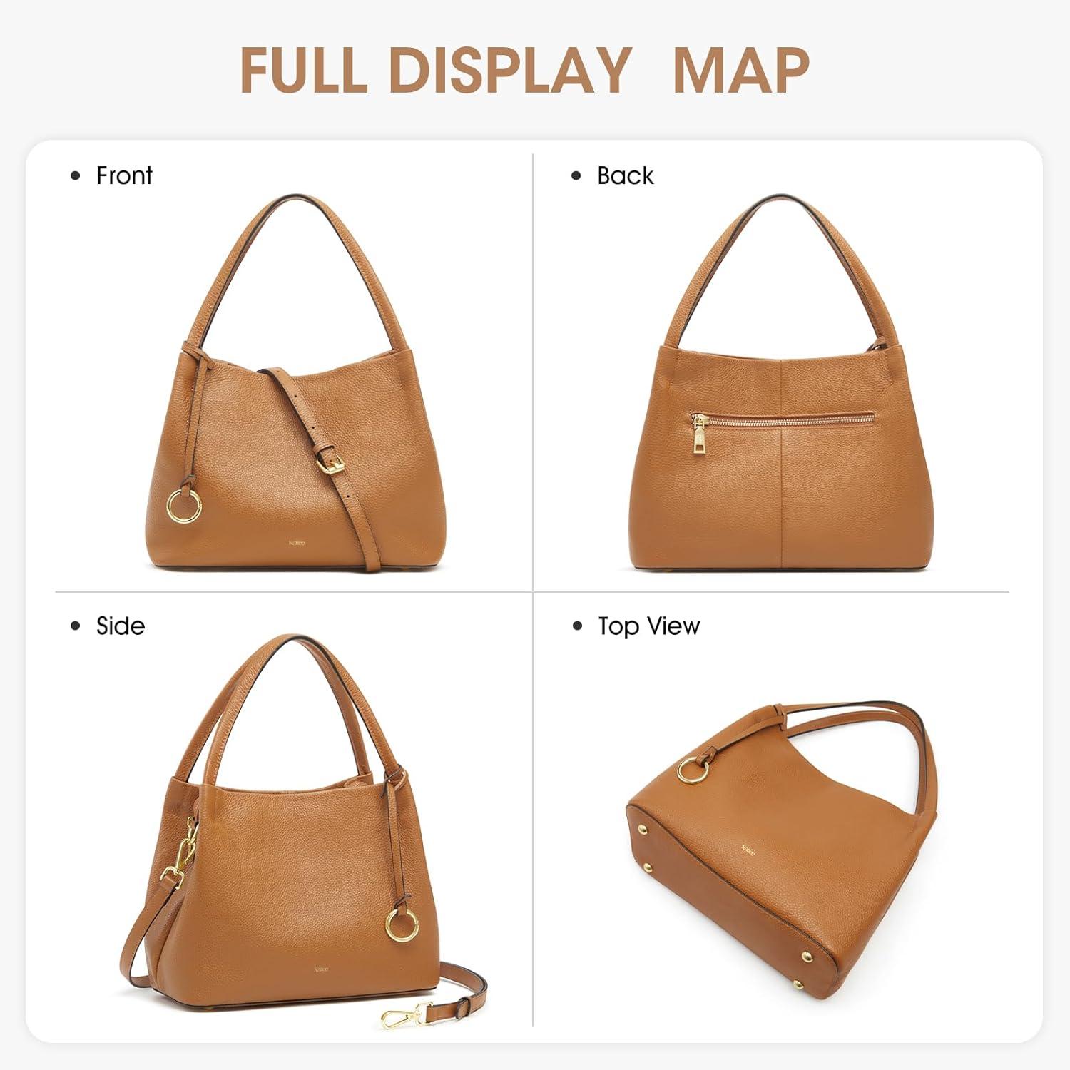 imageKattee Leather Purses for WomenSmall Crossbody Bags for Women TrendyTop Handle Handbags Satchel Bag with Adjustable StrapBrown