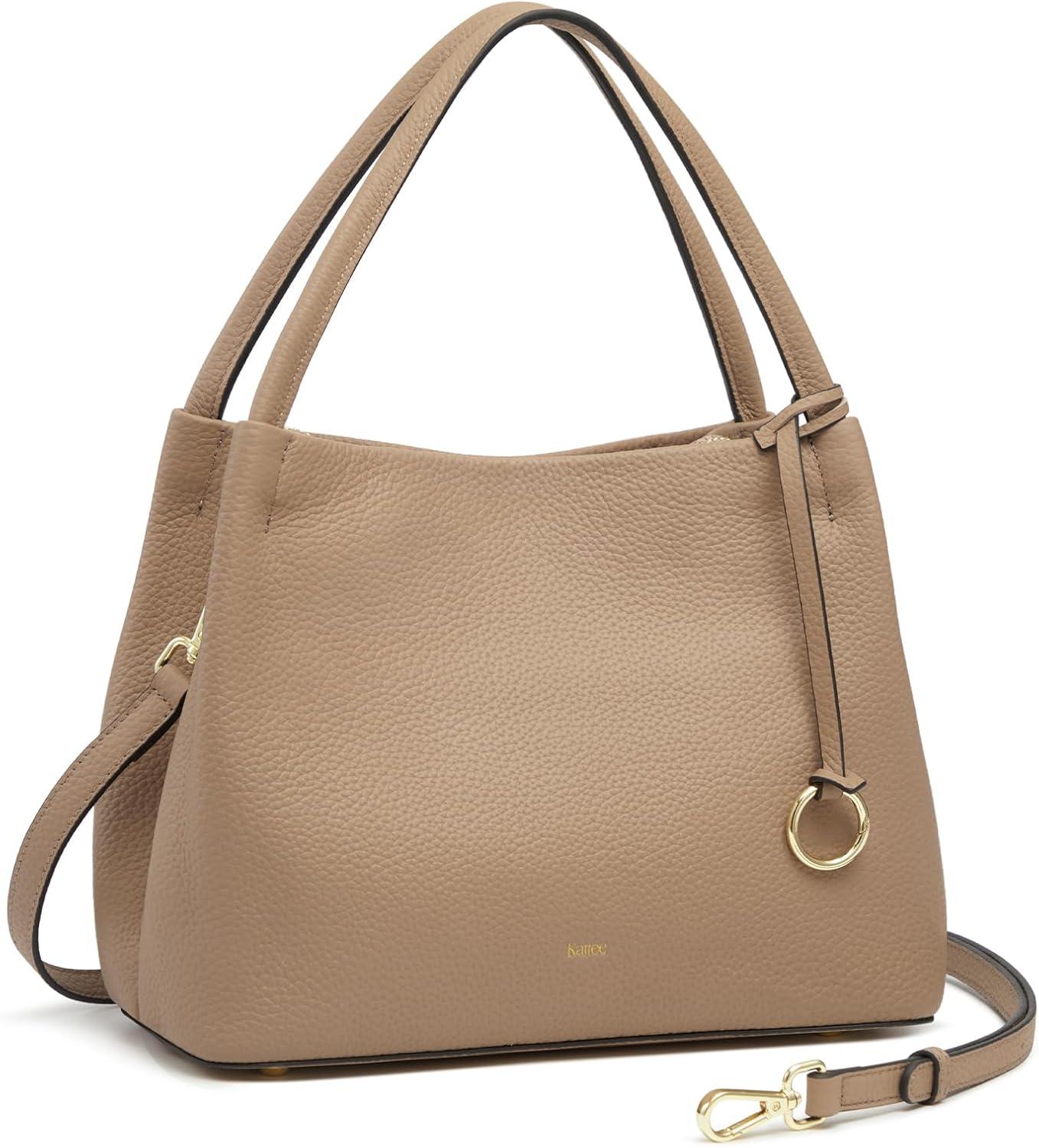 imageKattee Leather Purses for WomenSmall Crossbody Bags for Women TrendyTop Handle Handbags Satchel Bag with Adjustable StrapTan