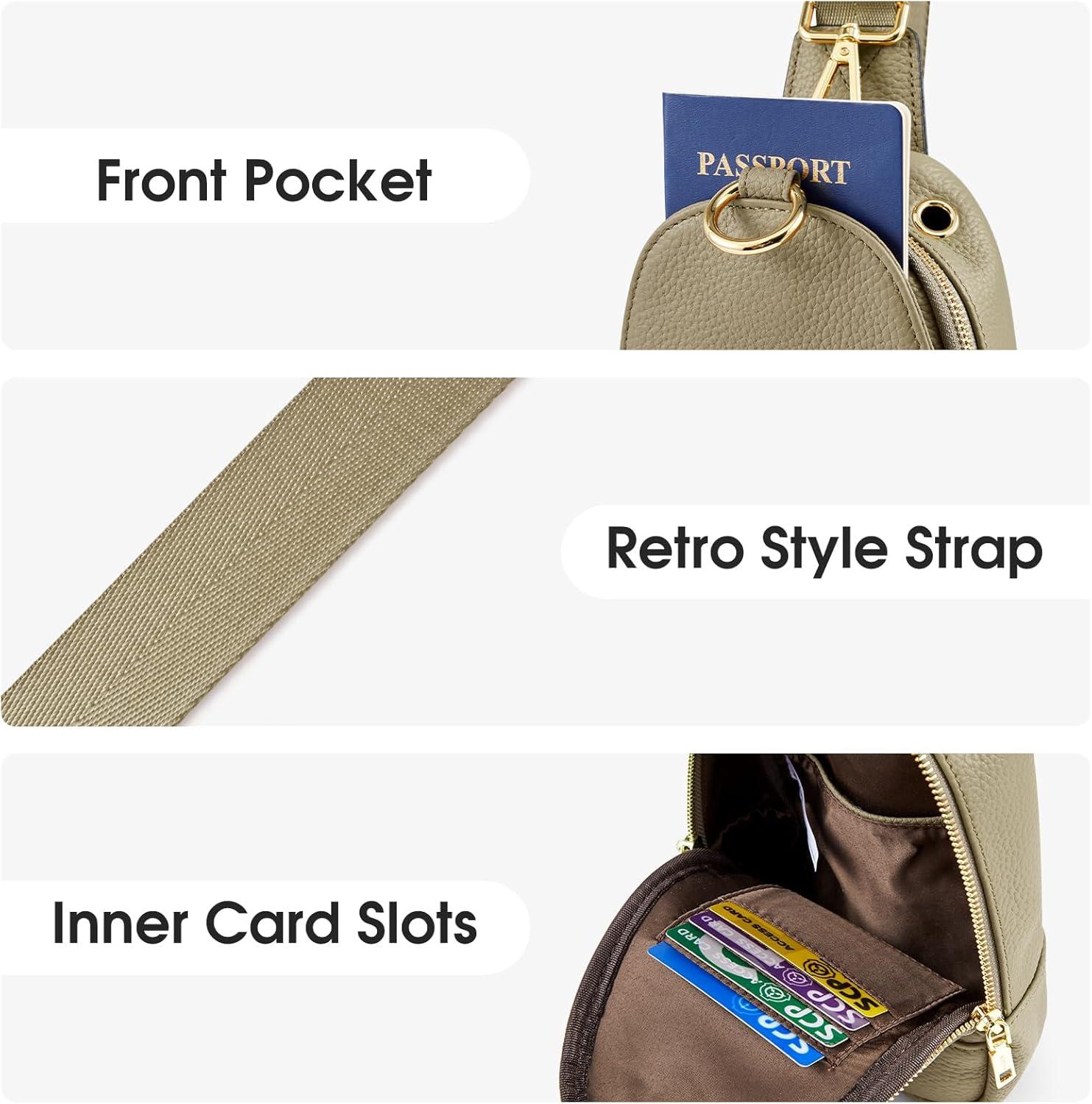 imageKattee Leather Sling Bag for Women Womens Leather Fanny Crossbody Purse for TravelSmall Sling Bag with RFID BlockingLight Green