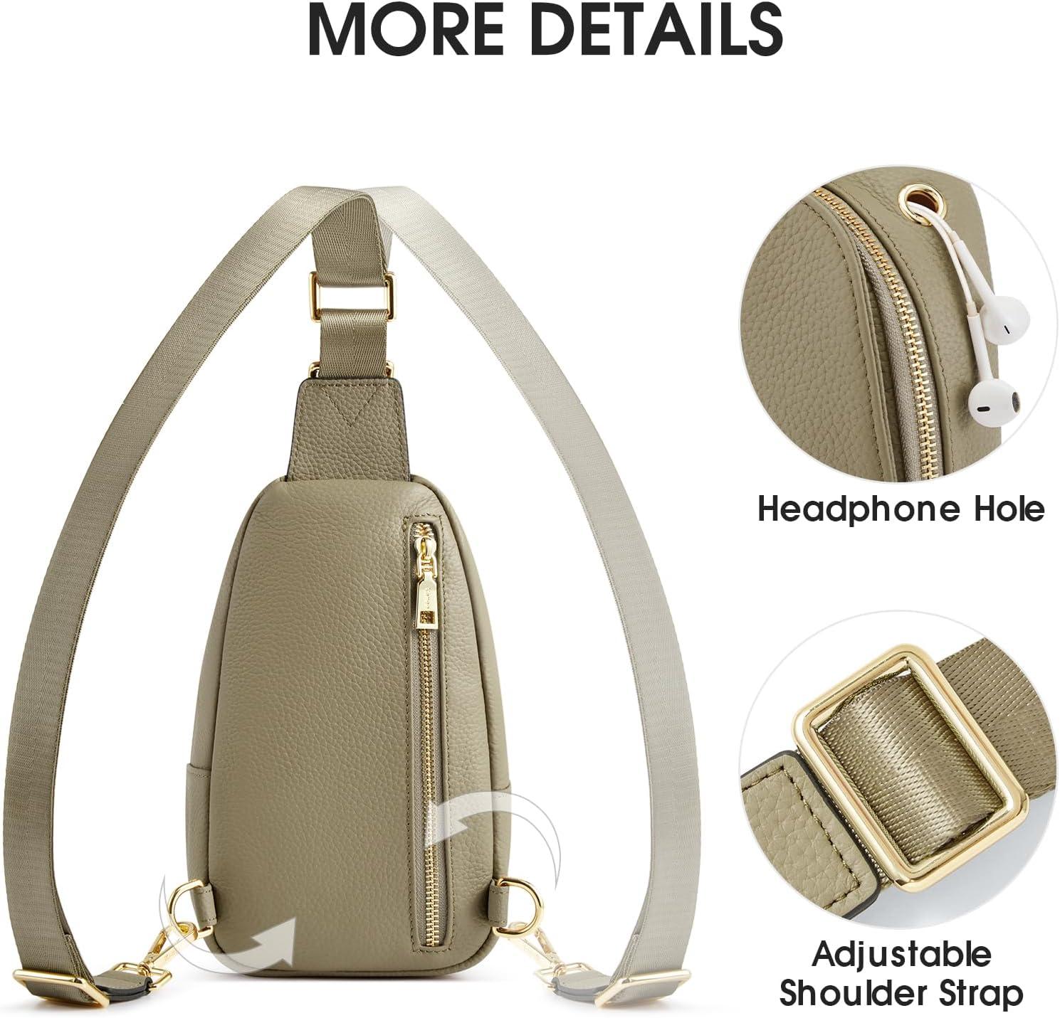 imageKattee Leather Sling Bag for Women Womens Leather Fanny Crossbody Purse for TravelSmall Sling Bag with RFID BlockingLight Green