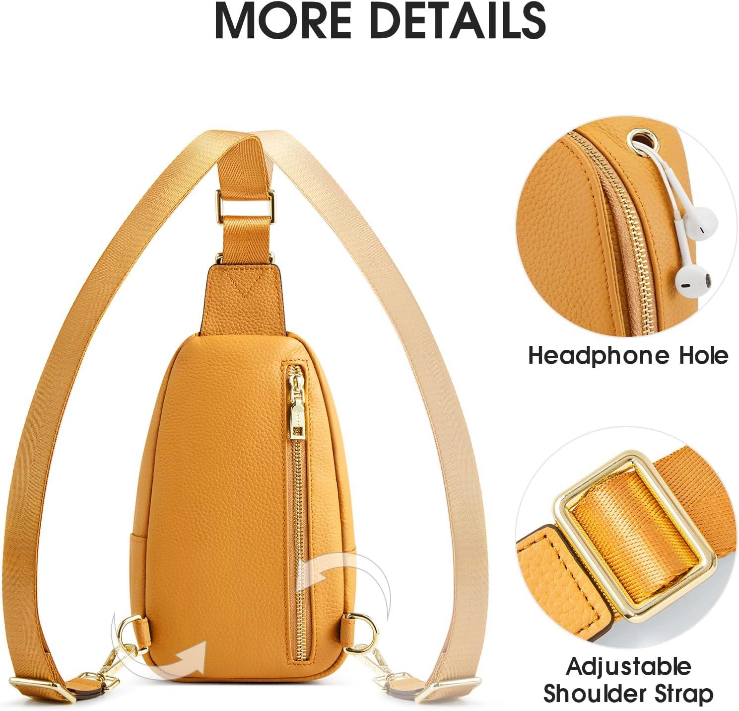 imageKattee Leather Sling Bag for Women Womens Leather Fanny Crossbody Purse for TravelSmall Sling Bag with RFID BlockingOrange