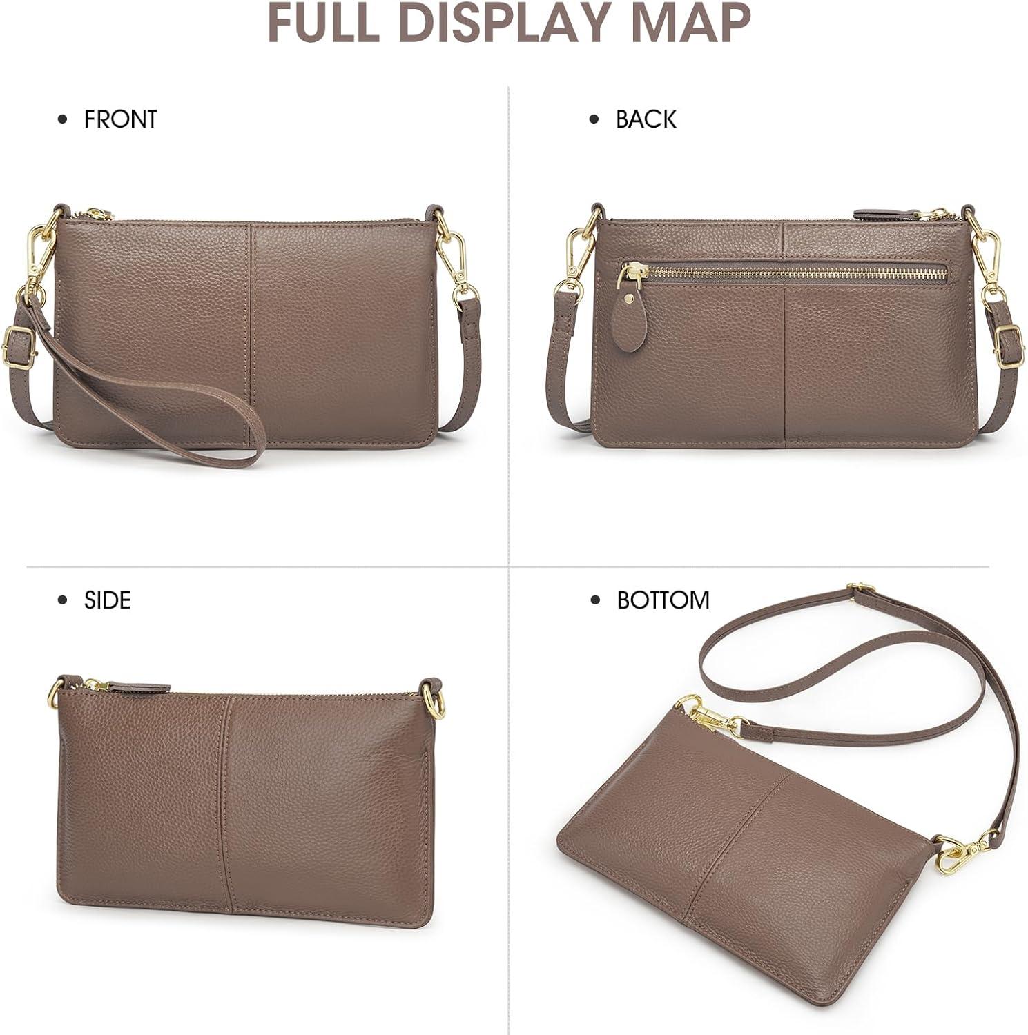 imageKattee Leather Small Crossbody Shoulder Bags Purse for Women Trendy Designer Handbag Pouch Clutch with WristletKhaki