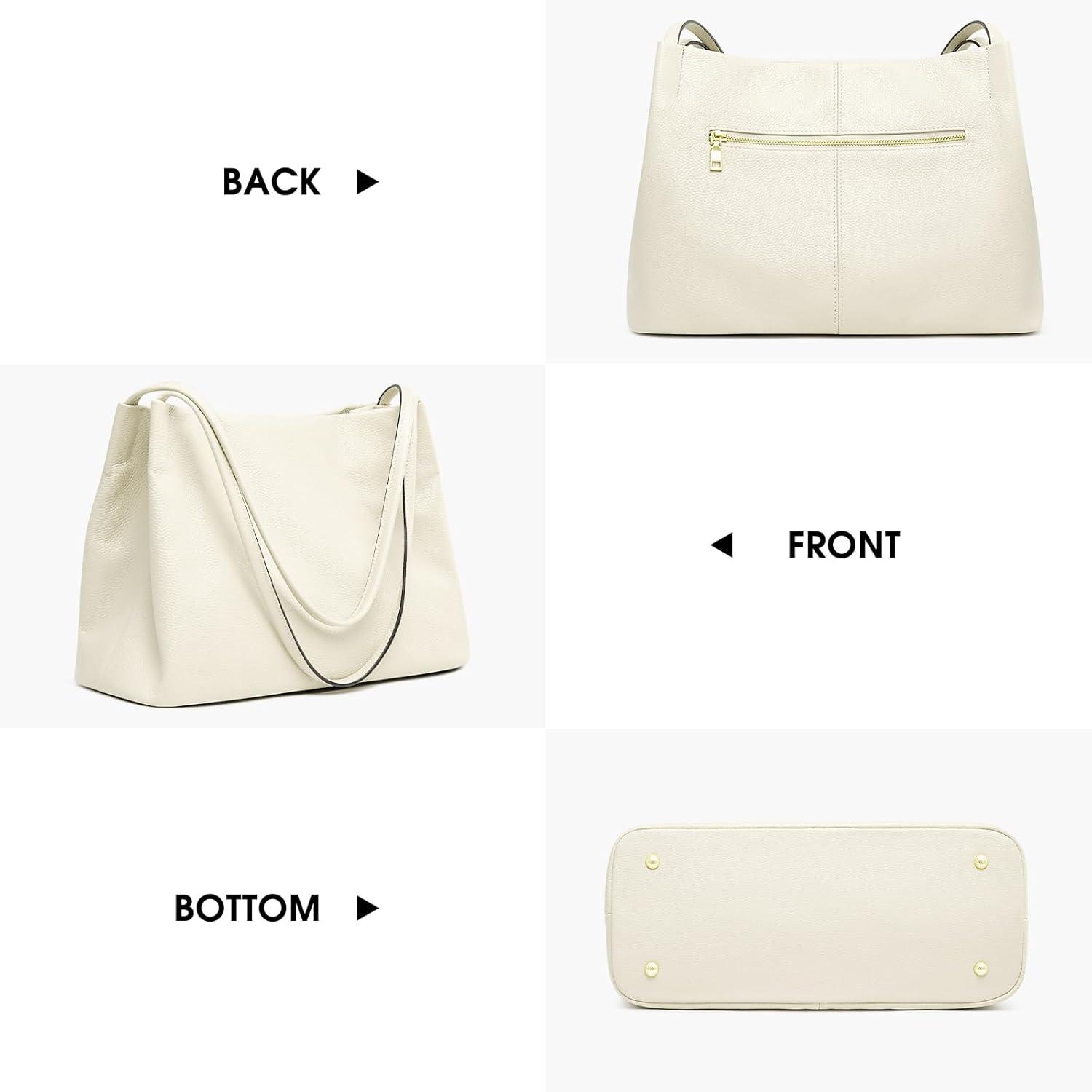 imageKattee Leather Tote Bags for Women Casual Shoulder Hobo Purses and Handbags Top Magnetic Snap ClosureBeige