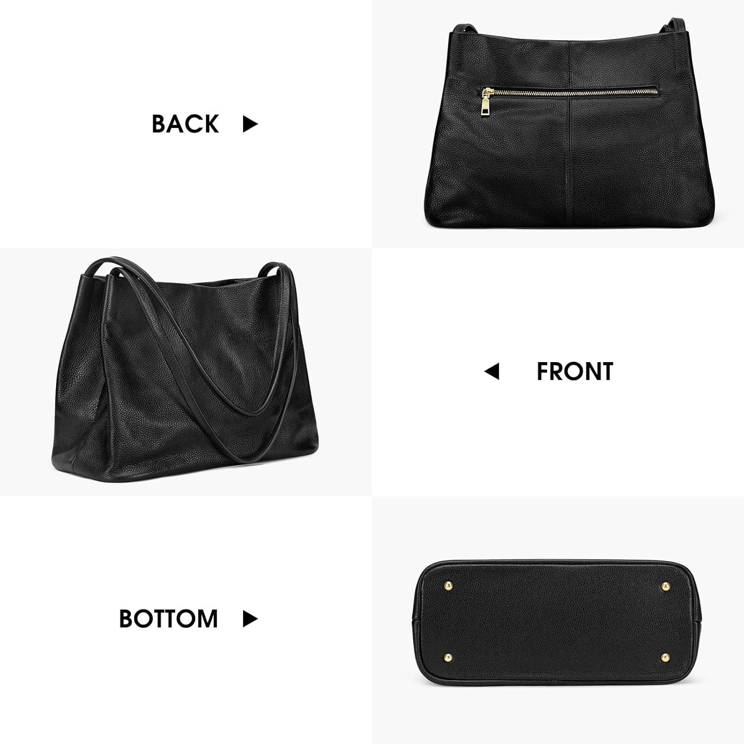 imageKattee Leather Tote Bags for Women Casual Shoulder Hobo Purses and Handbags Top Magnetic Snap ClosureBlack