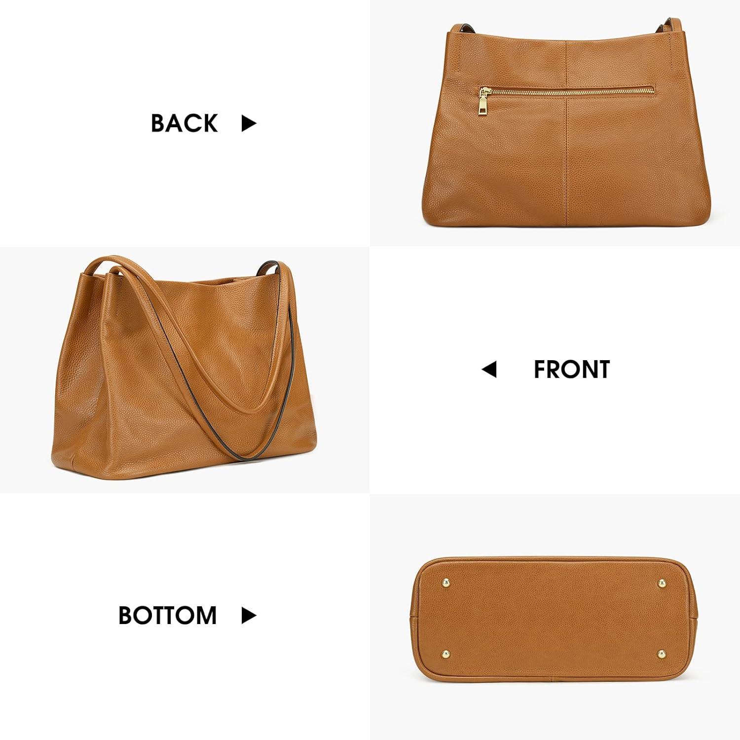 imageKattee Leather Tote Bags for Women Casual Shoulder Hobo Purses and Handbags Top Magnetic Snap ClosureBrown