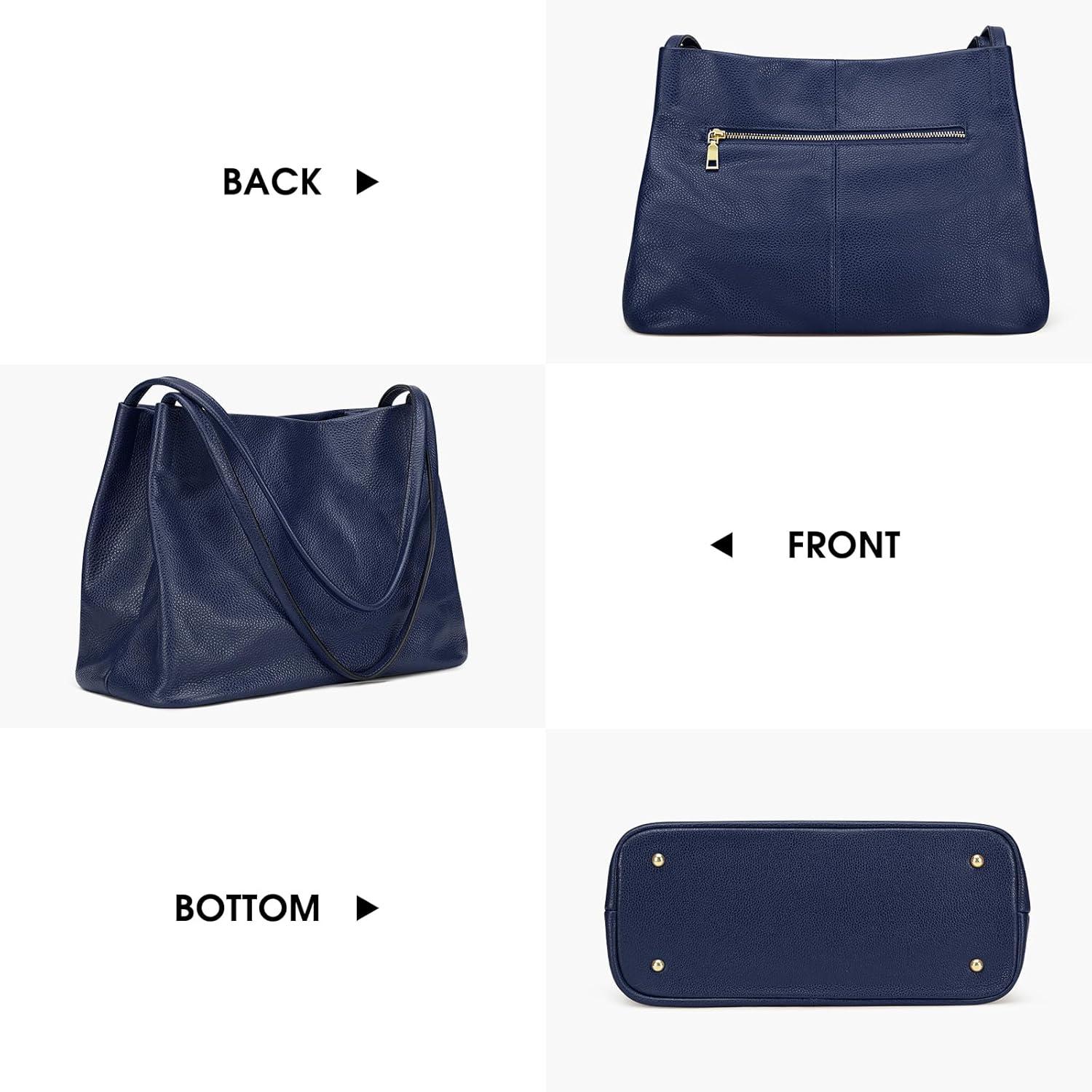 imageKattee Leather Tote Bags for Women Casual Shoulder Hobo Purses and Handbags Top Magnetic Snap ClosureDark Blue